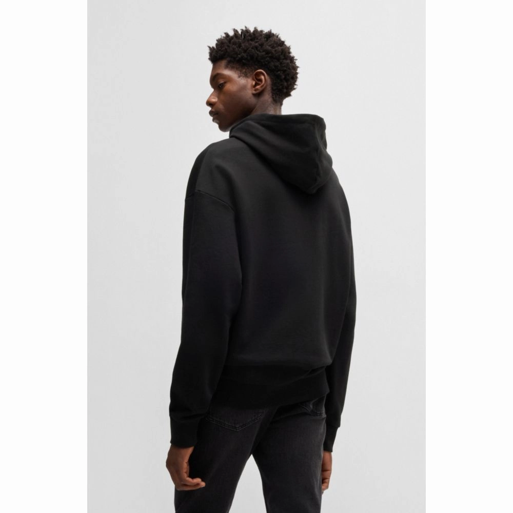 Cotton-terry hoodie with blue logo label
