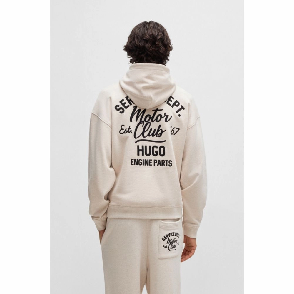 Cotton-terry hoodie with embroidered artwork