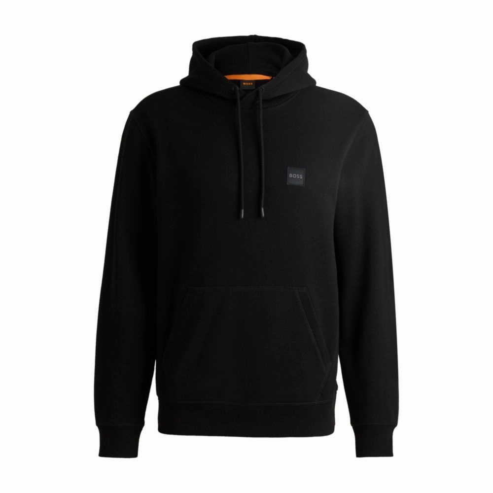 Cotton-terry hoodie with logo patch