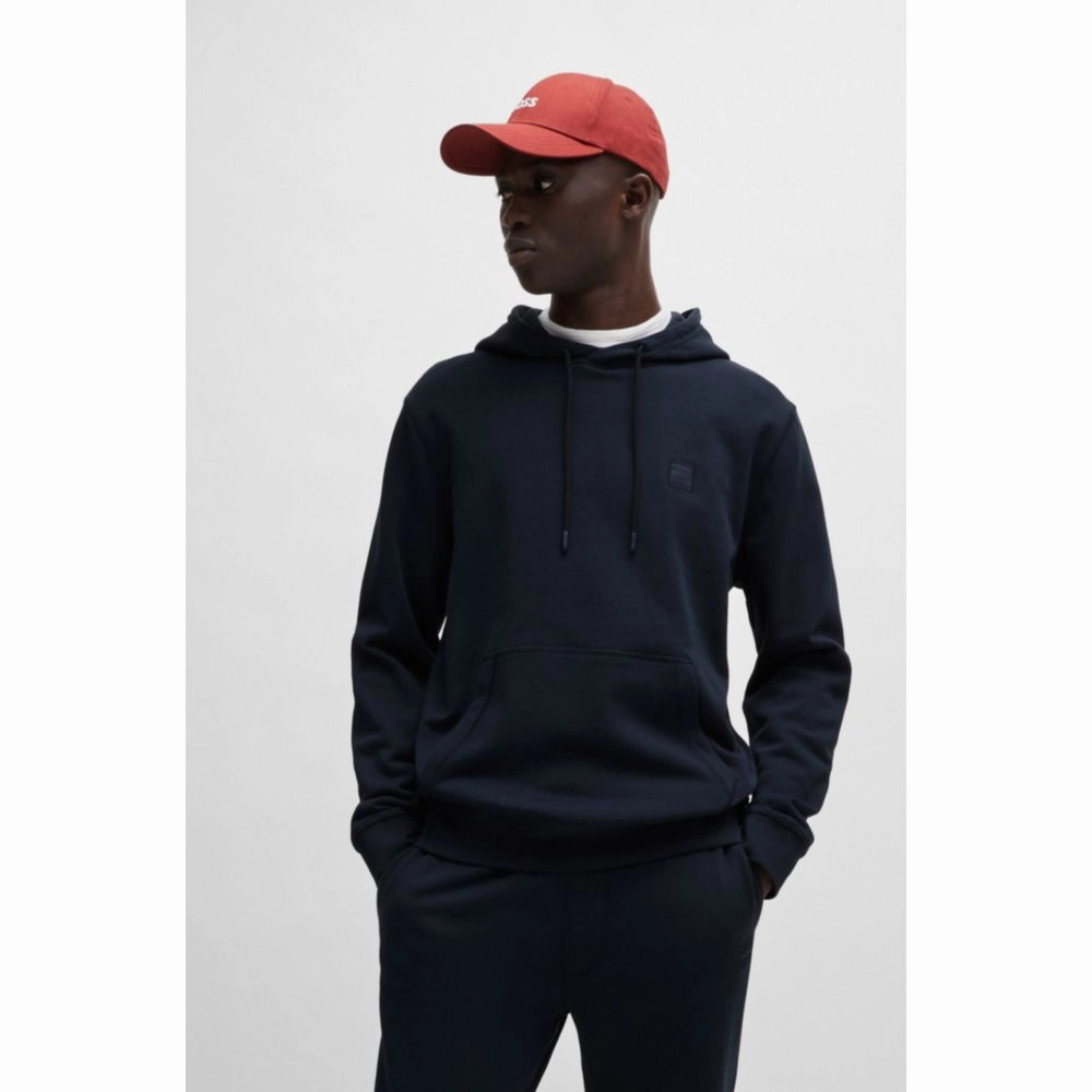 Cotton-terry hoodie with logo patch