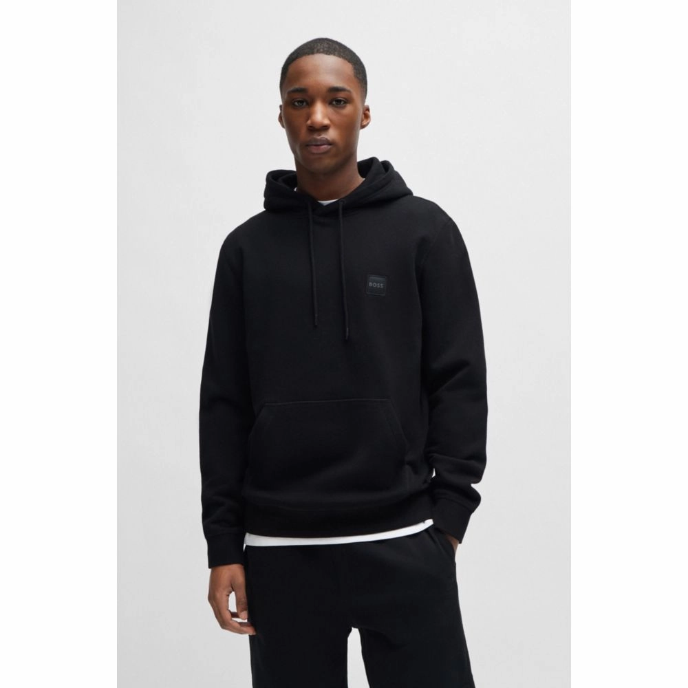 Cotton-terry hoodie with logo patch