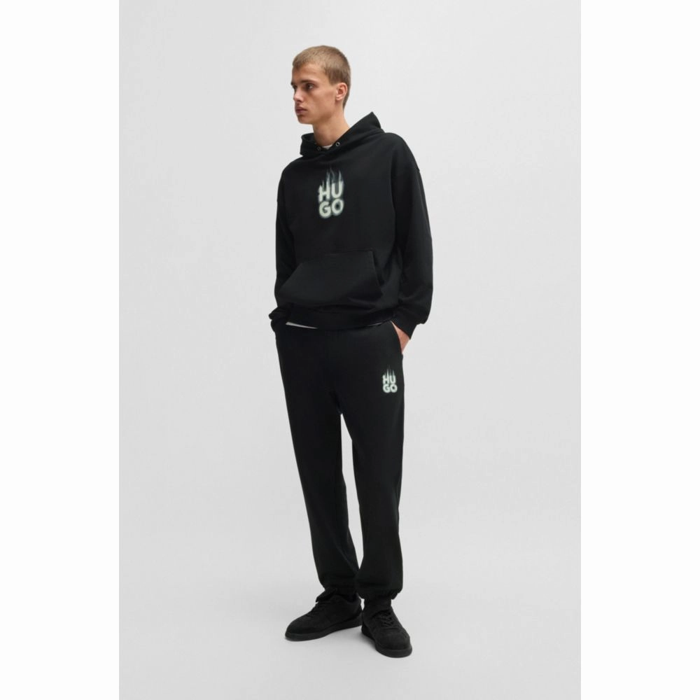 Cotton-terry hoodie with stacked smoke logo print