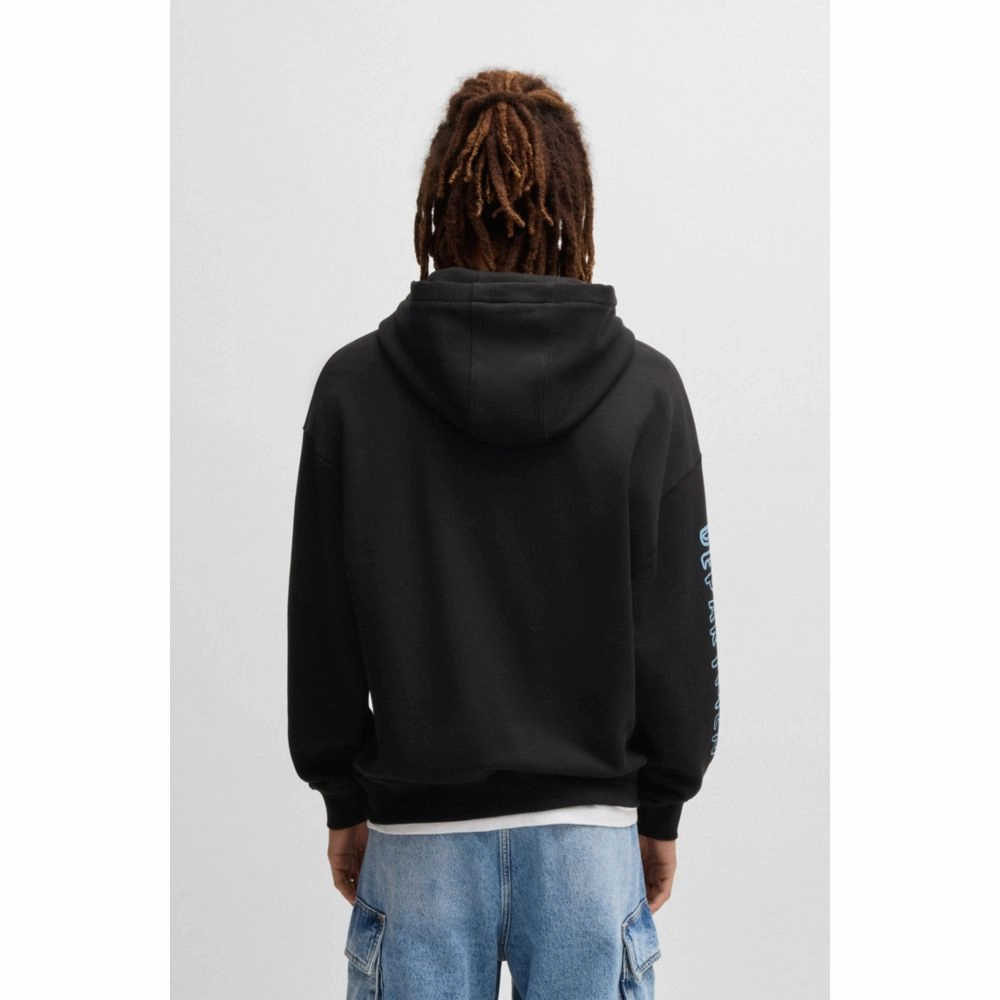 Cotton-terry loose-fit hoodie with scribble logo