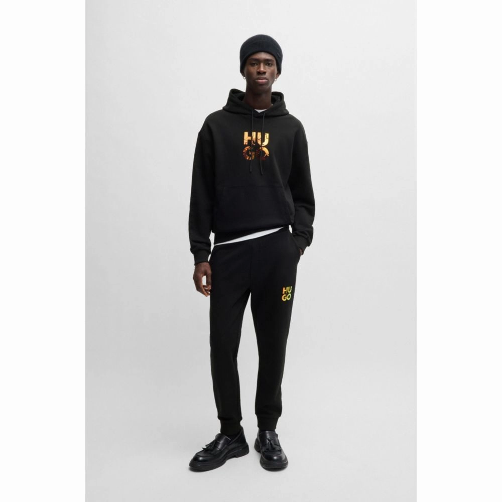 Cotton-terry regular-fit hoodie with stacked logo