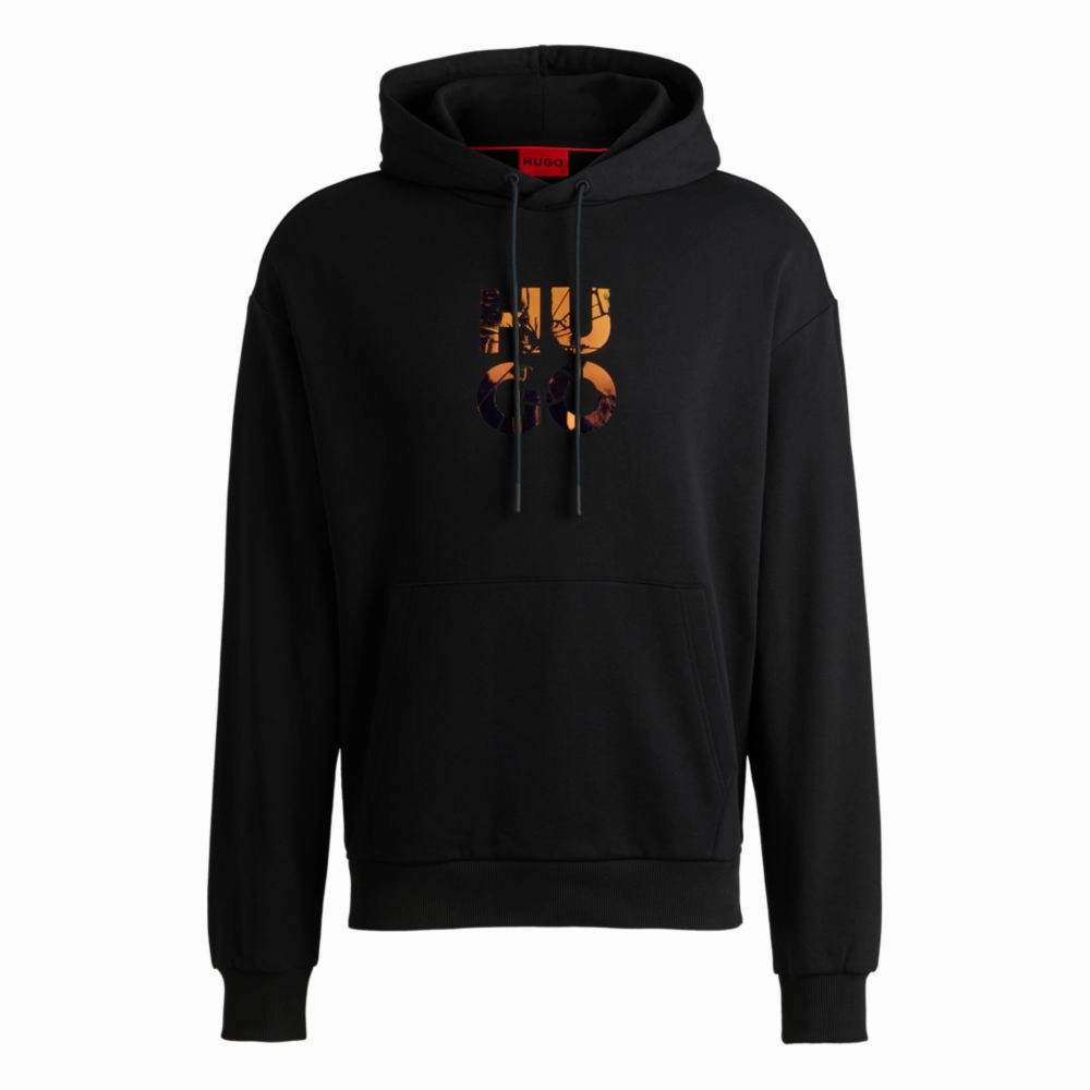 Cotton-terry regular-fit hoodie with stacked logo