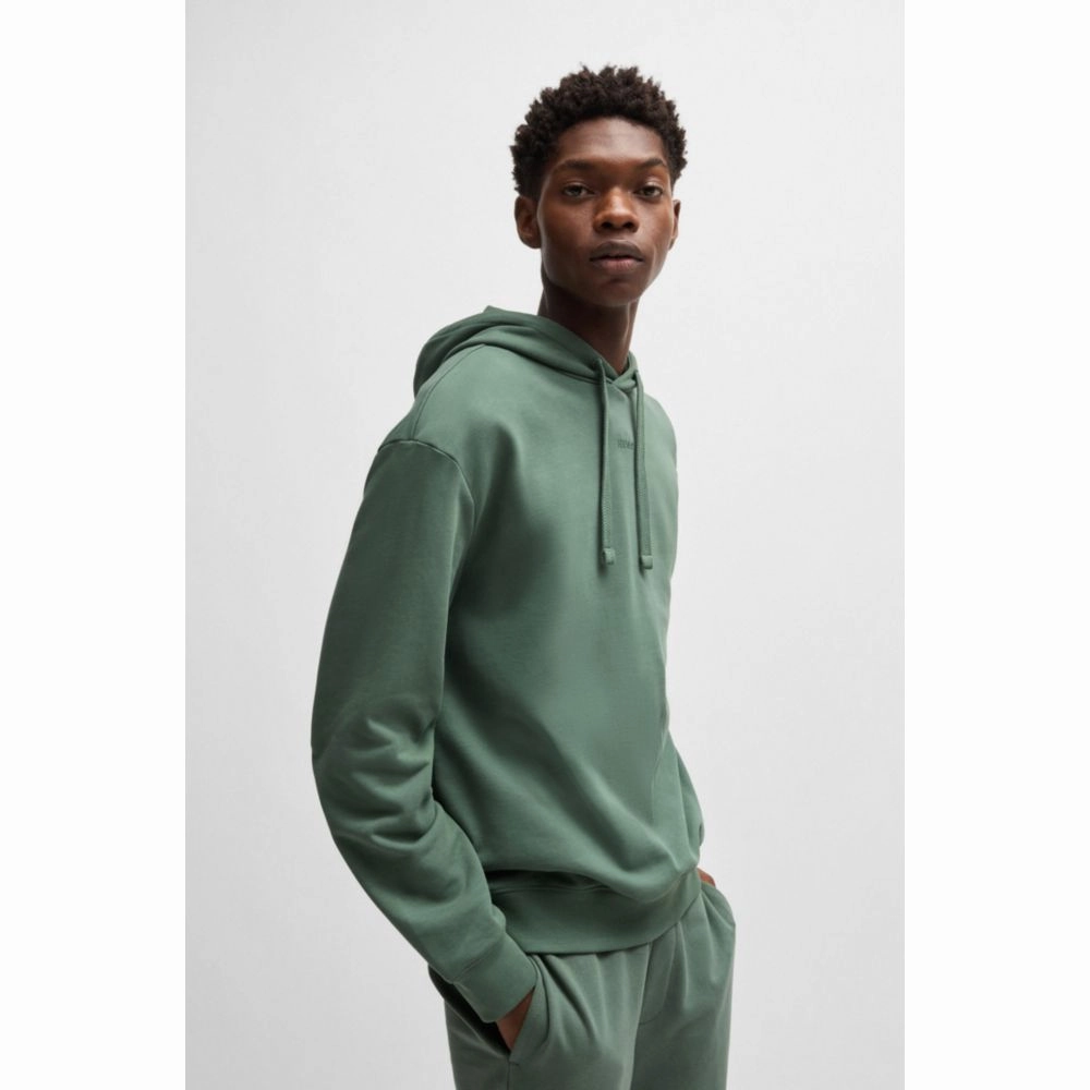 Cotton-terry relaxed-fit hoodie with logo print