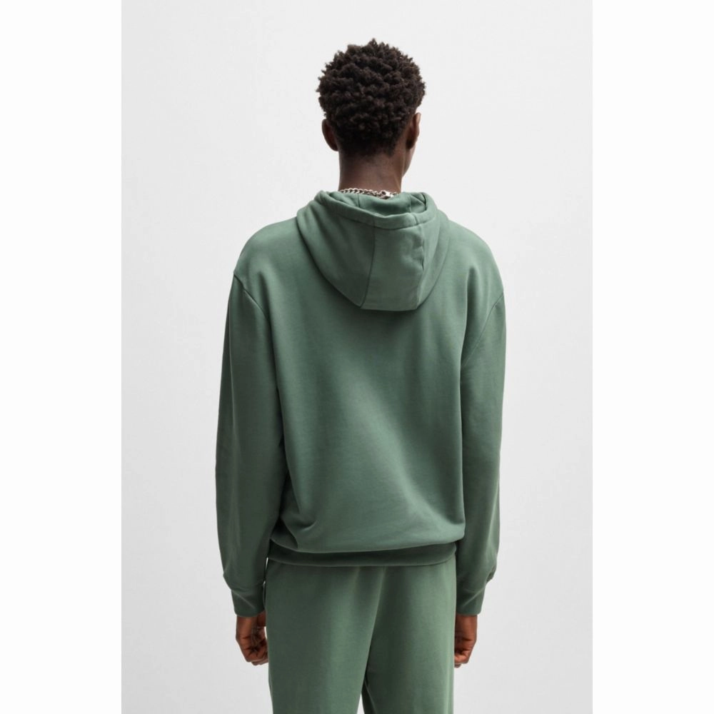 Cotton-terry relaxed-fit hoodie with logo print