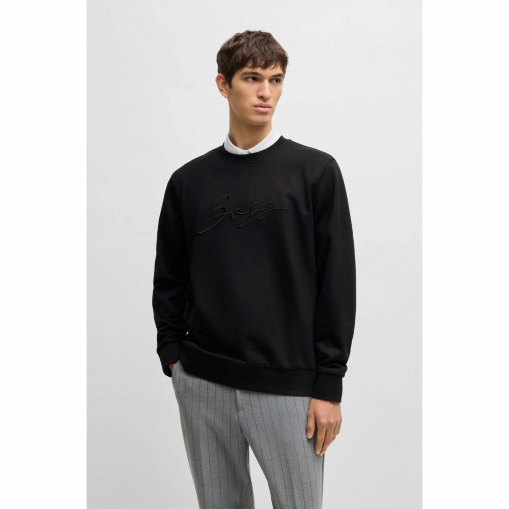 Cotton-terry relaxed-fit sweatshirt with script logo