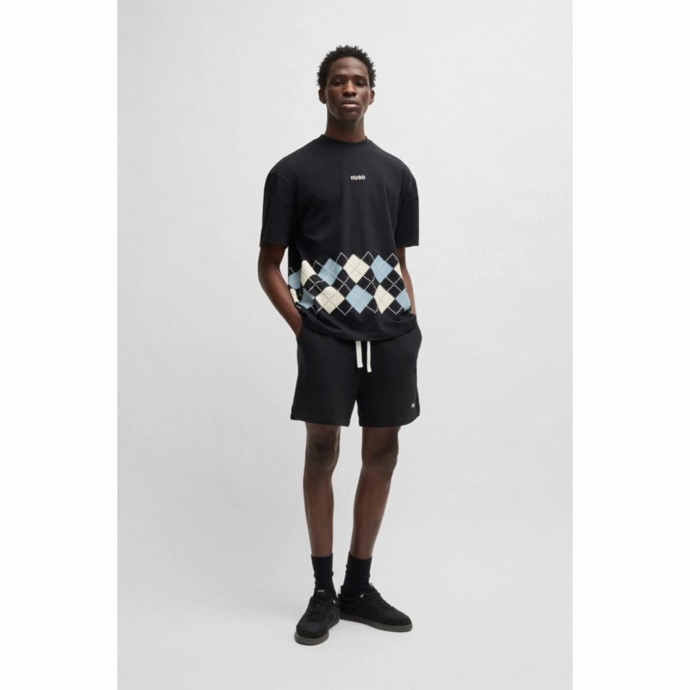 Cotton-terry shorts with contrast logo