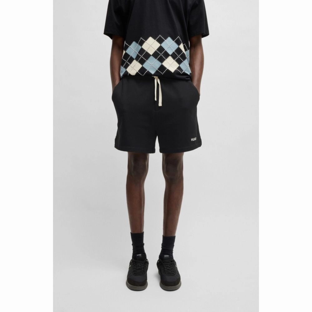 Cotton-terry shorts with contrast logo