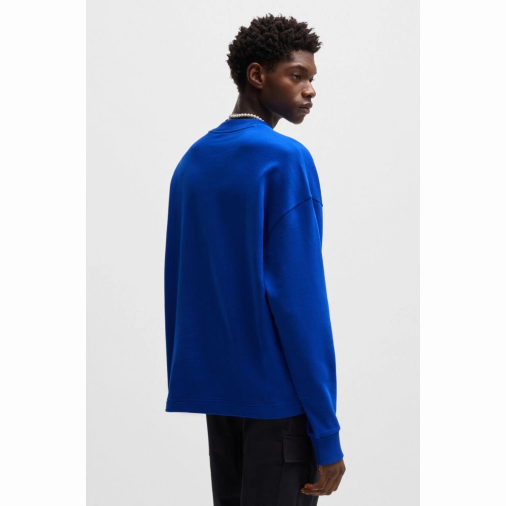 Cotton-terry sweatshirt with Happy HUGO logo patch