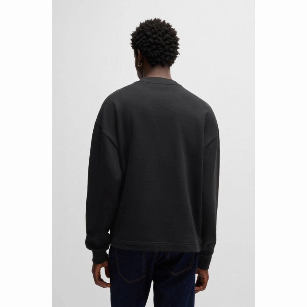Cotton-terry sweatshirt with Happy HUGO logo patch