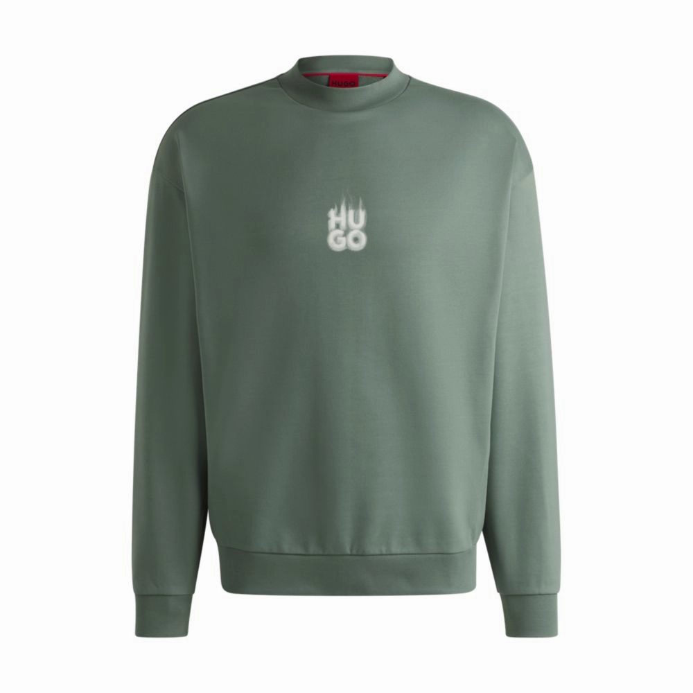Cotton-terry sweatshirt with stacked smoke logo prints