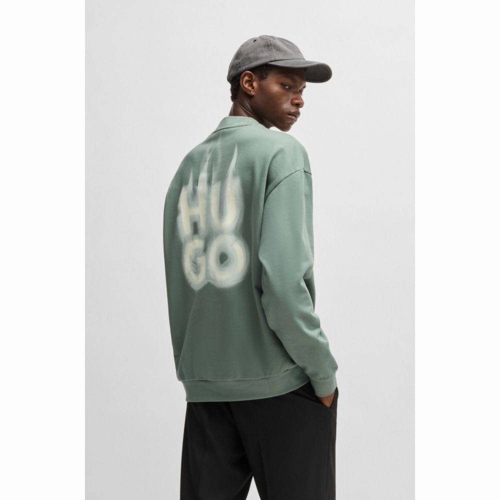 Cotton-terry sweatshirt with stacked smoke logo prints