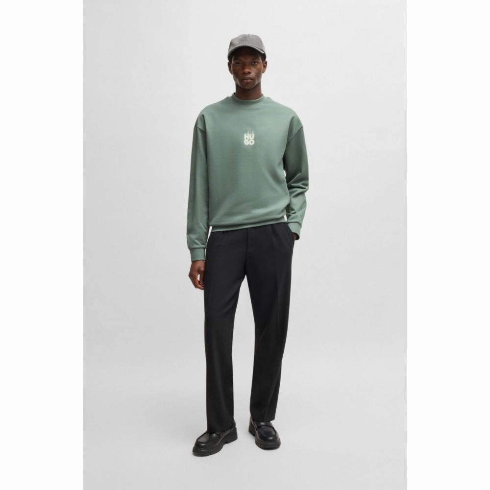 Cotton-terry sweatshirt with stacked smoke logo prints