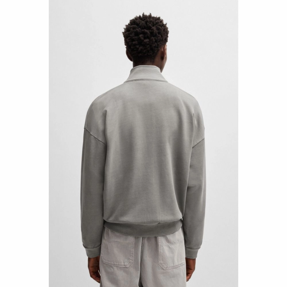 Cotton-terry sweatshirt with topstitched seams