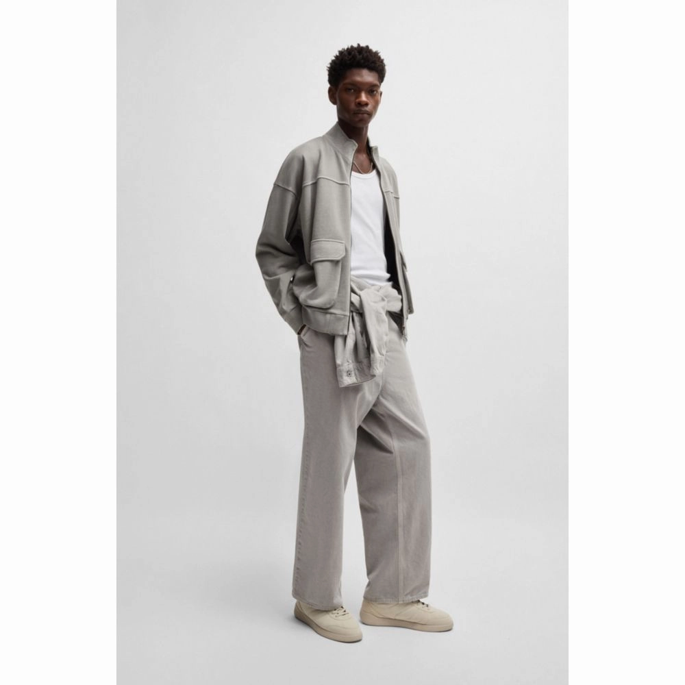 Cotton-terry sweatshirt with topstitched seams