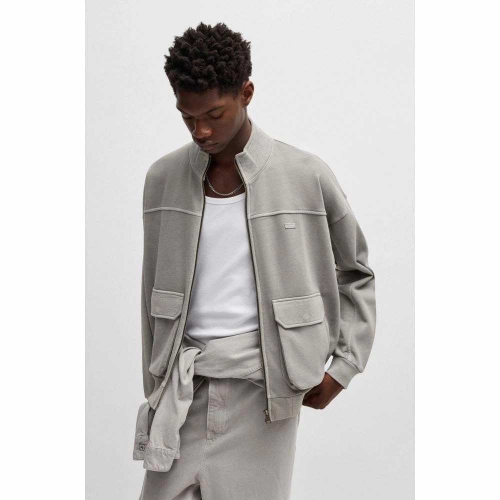 Cotton-terry sweatshirt with topstitched seams