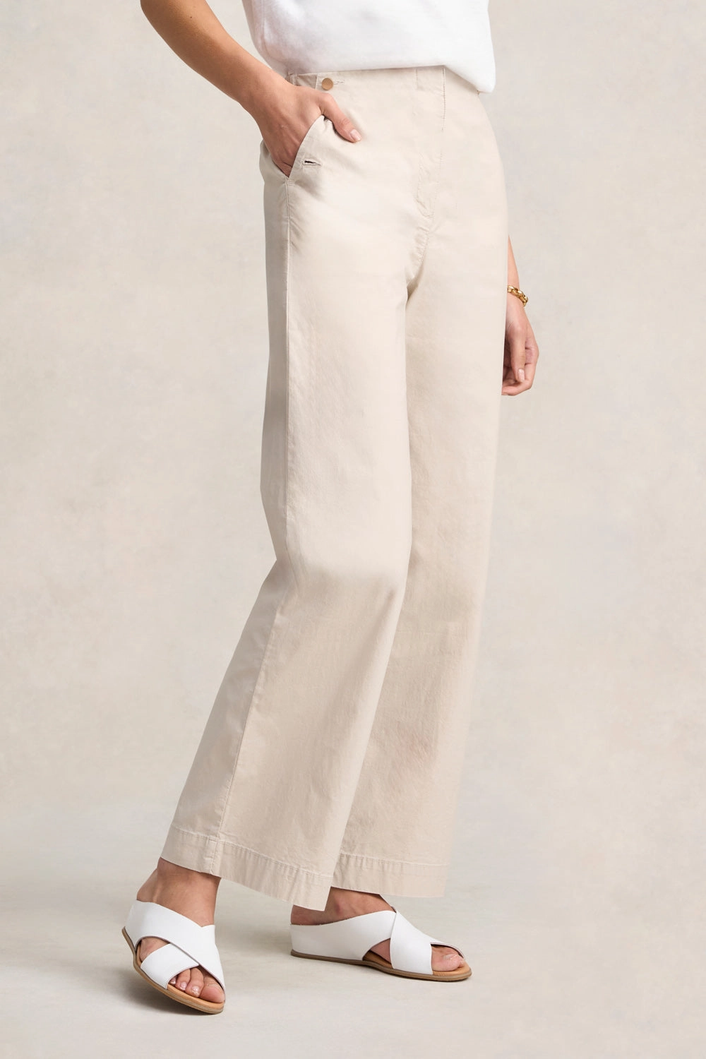Cotton Wide Leg Pant - Pebble