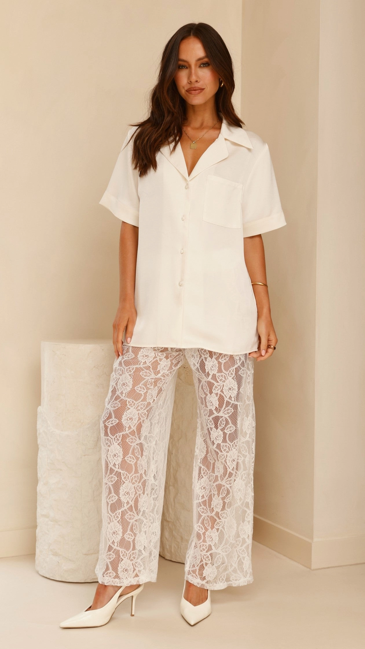 Courtney Button Up Shirt - Cream
