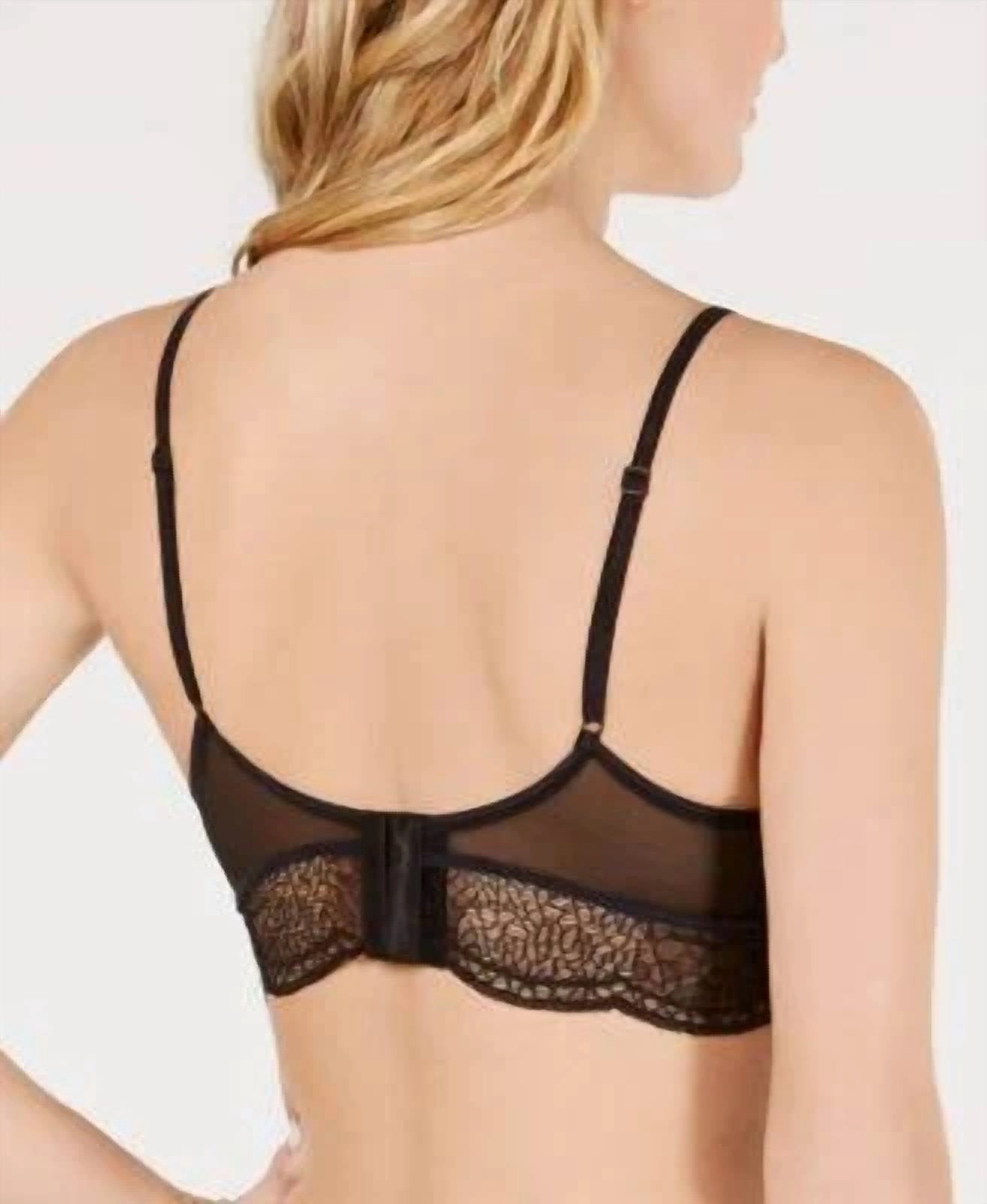 Crackled Lace Triangle Bralette In Black