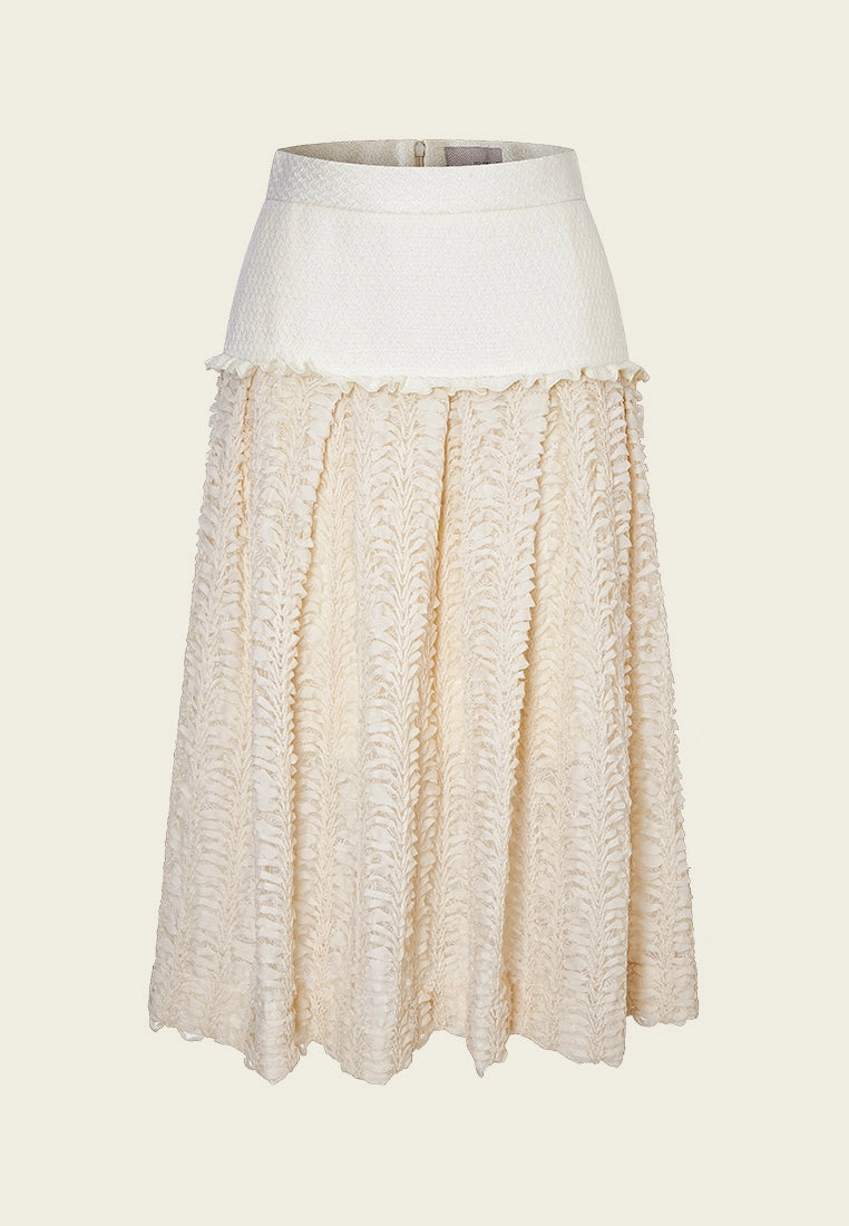 Crease-detail Patchwork Ankle Length Skirt