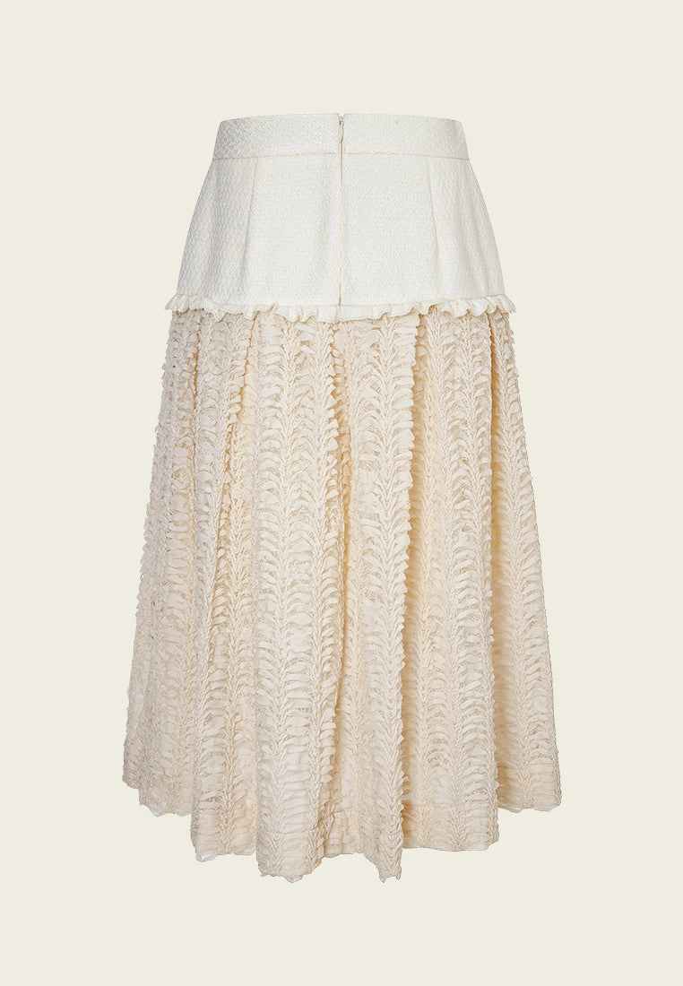 Crease-detail Patchwork Ankle Length Skirt