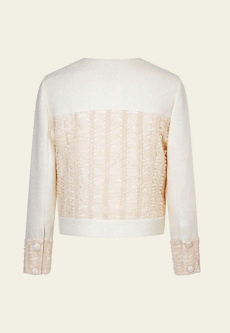 Crease-detail Patchwork Long Sleeves Jacket