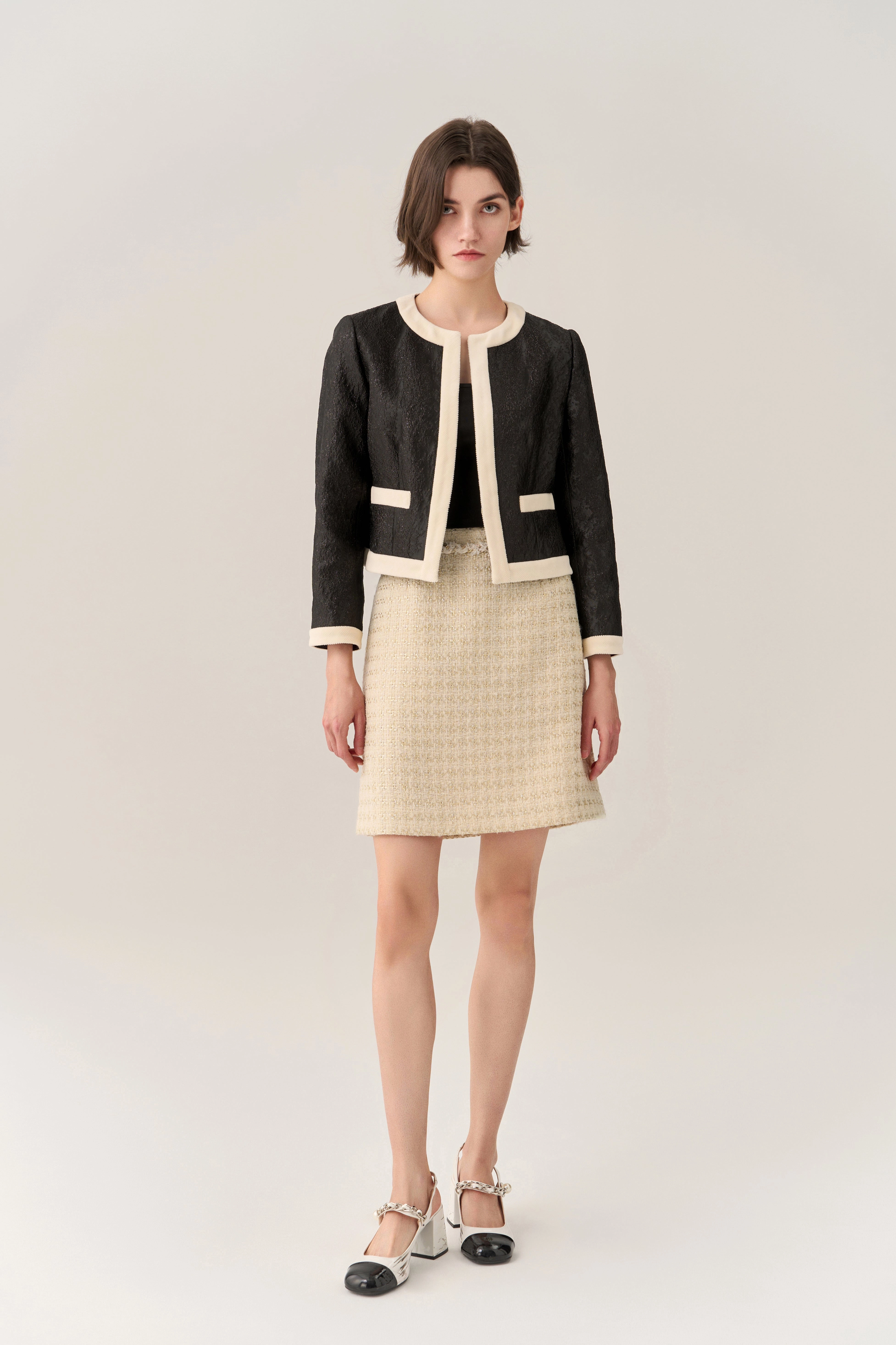 Creased-effect Lurex Concealed-fastening Jacket