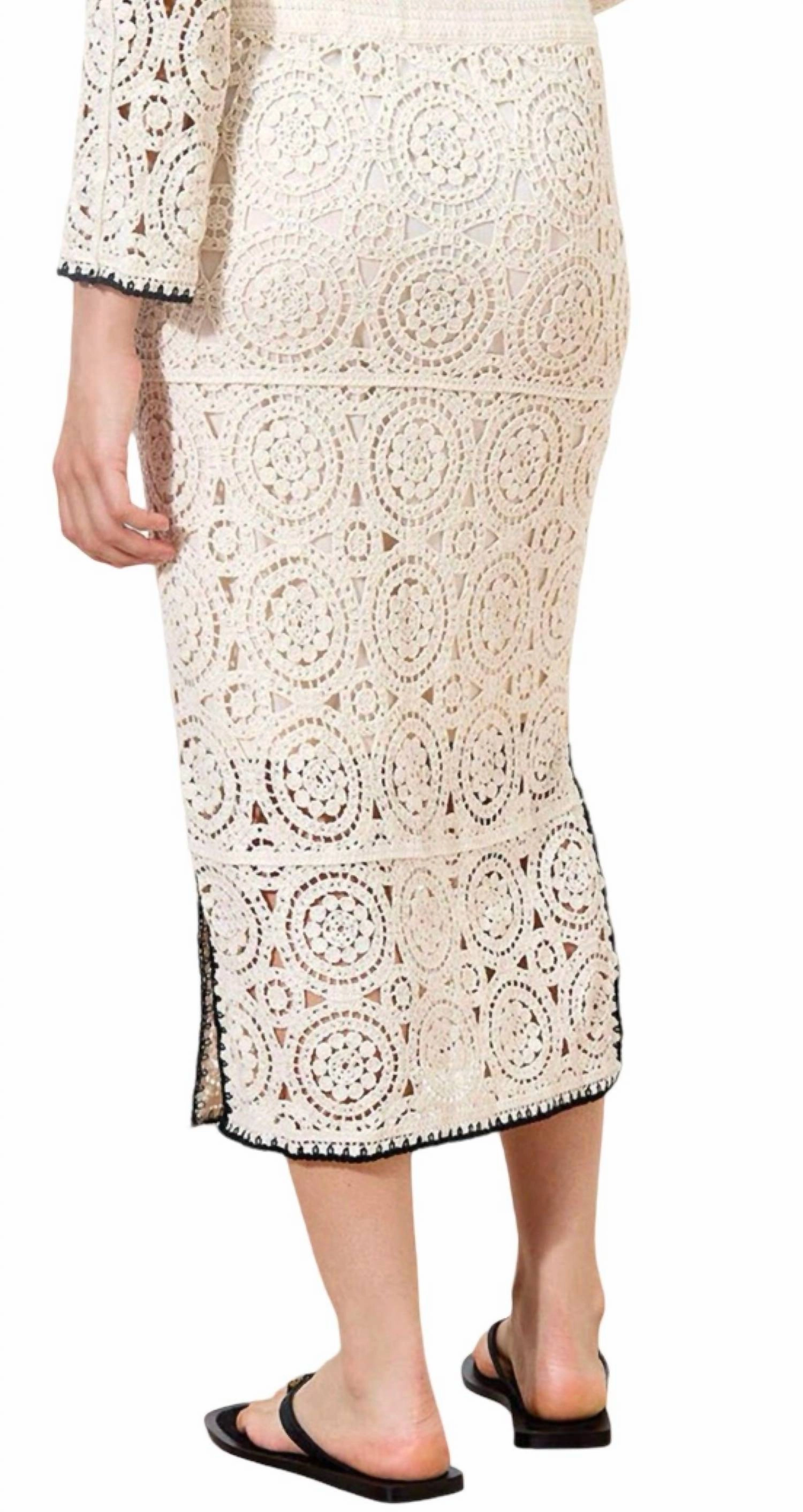 Crochet Midi Skirt In Stone