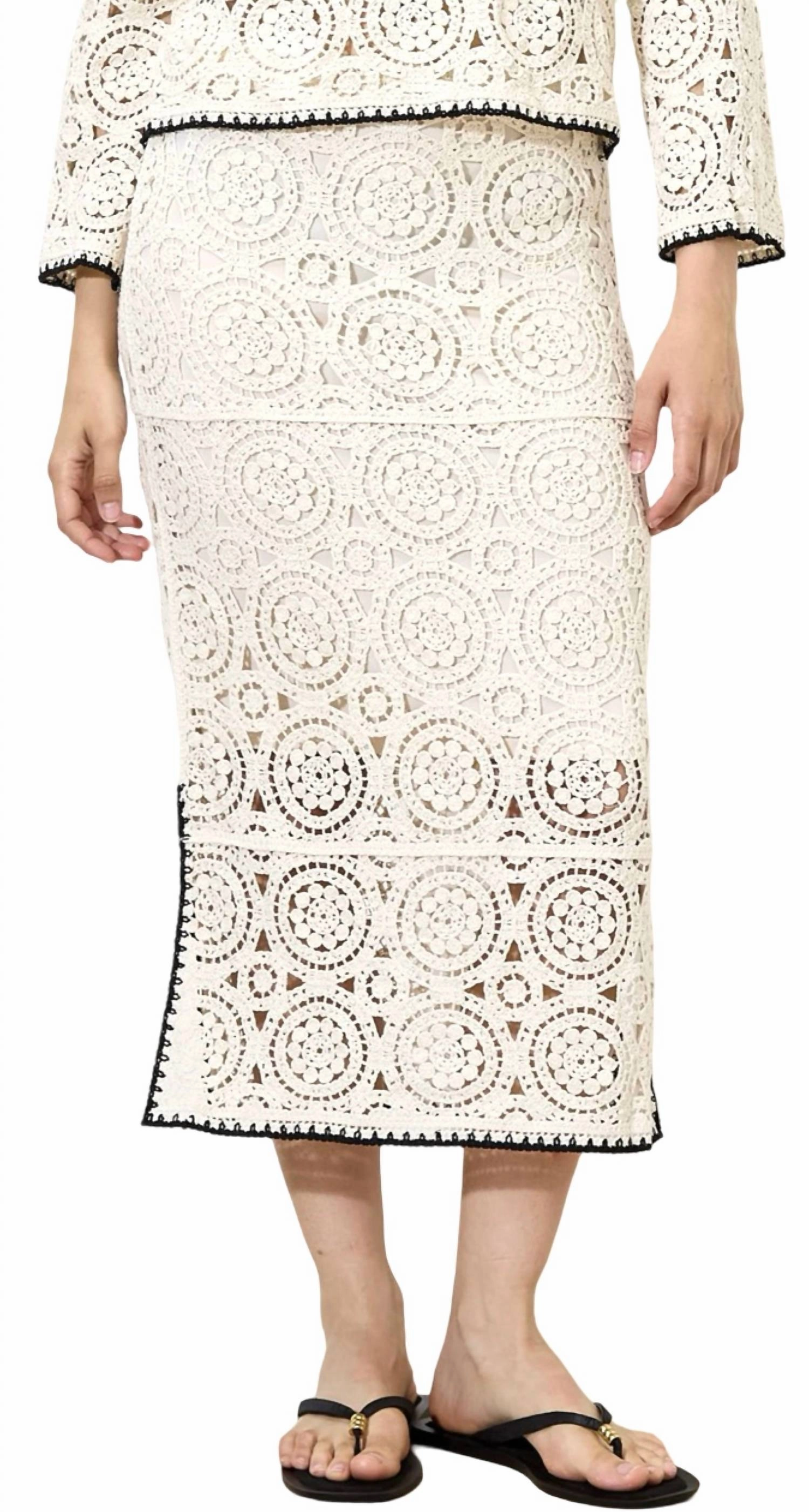 Crochet Midi Skirt In Stone