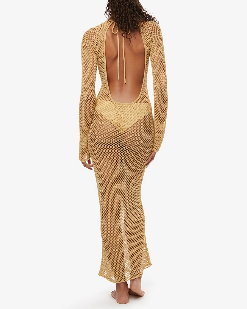 Crochet Open Back Maxi Dress
