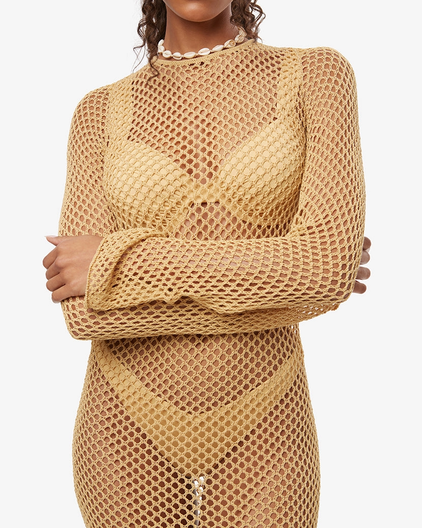 Crochet Open Back Maxi Dress