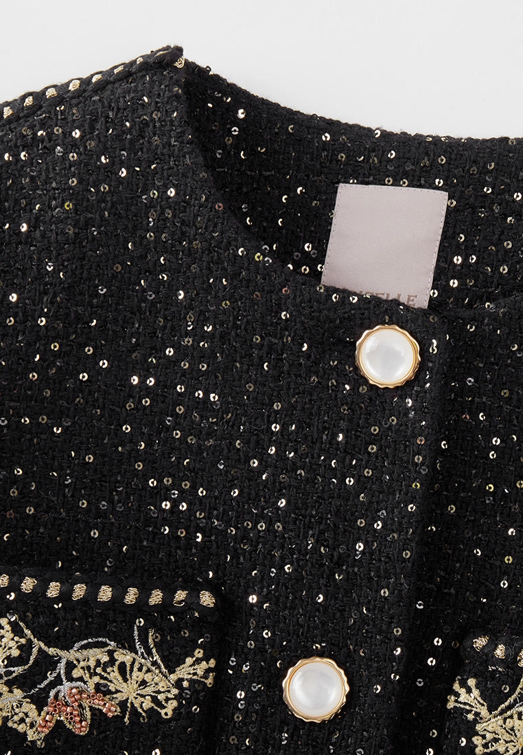 Cropped Embroidery-detail Patch-pocket Jacket