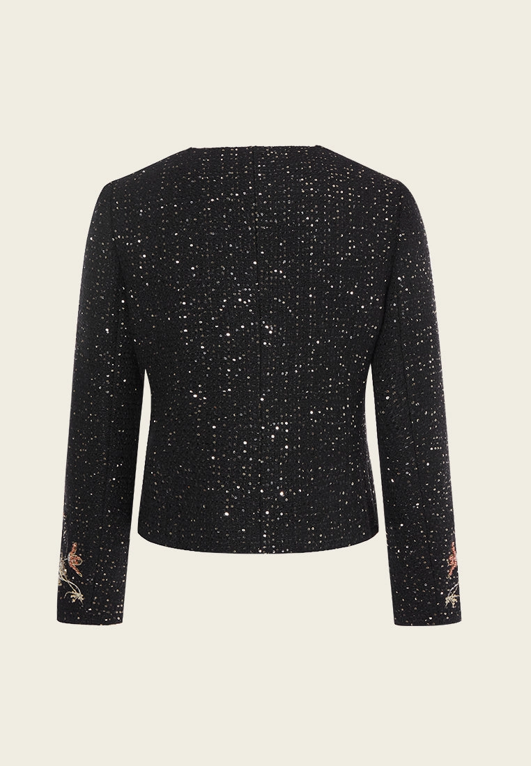 Cropped Embroidery-detail Patch-pocket Jacket
