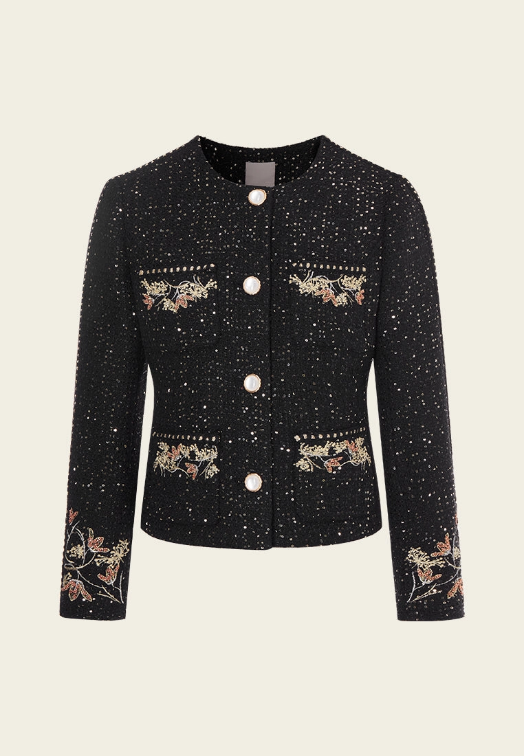 Cropped Embroidery-detail Patch-pocket Jacket