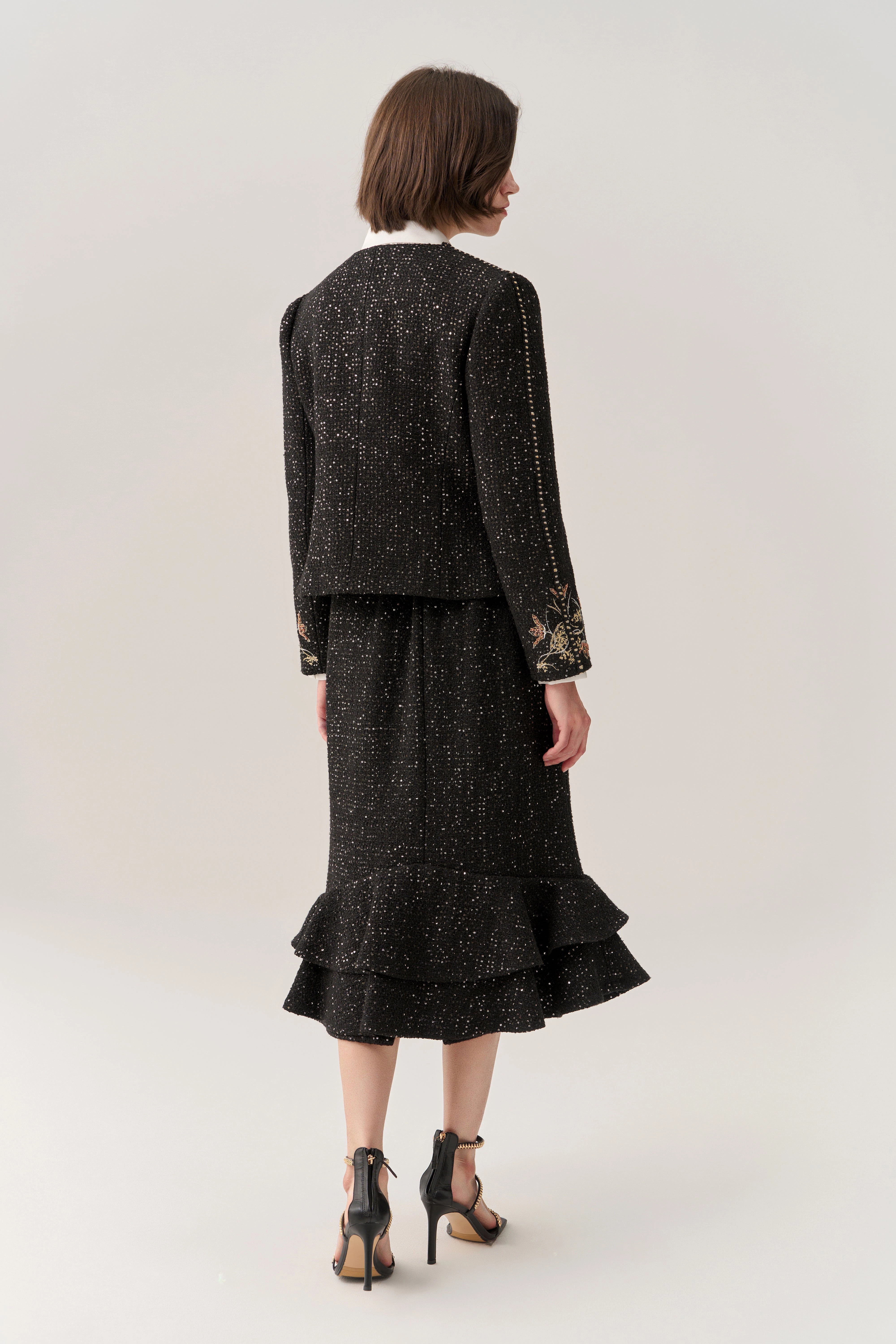 Cropped Embroidery-detail Patch-pocket Jacket