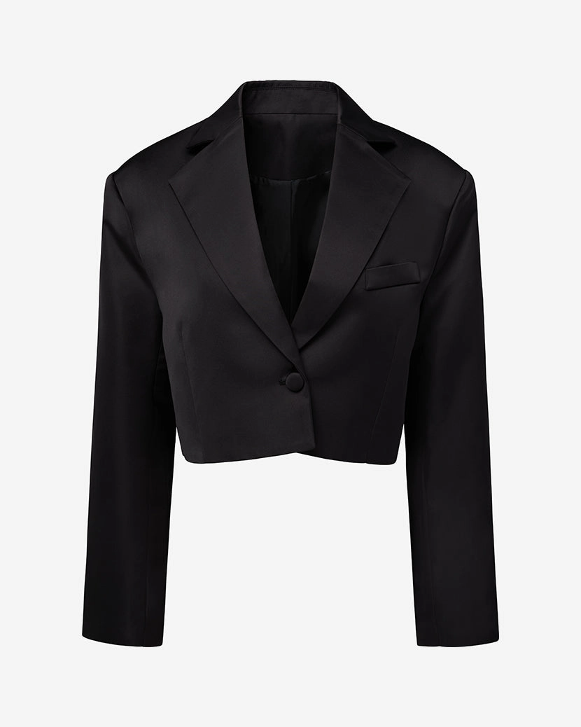 Cropped Satin Blazer