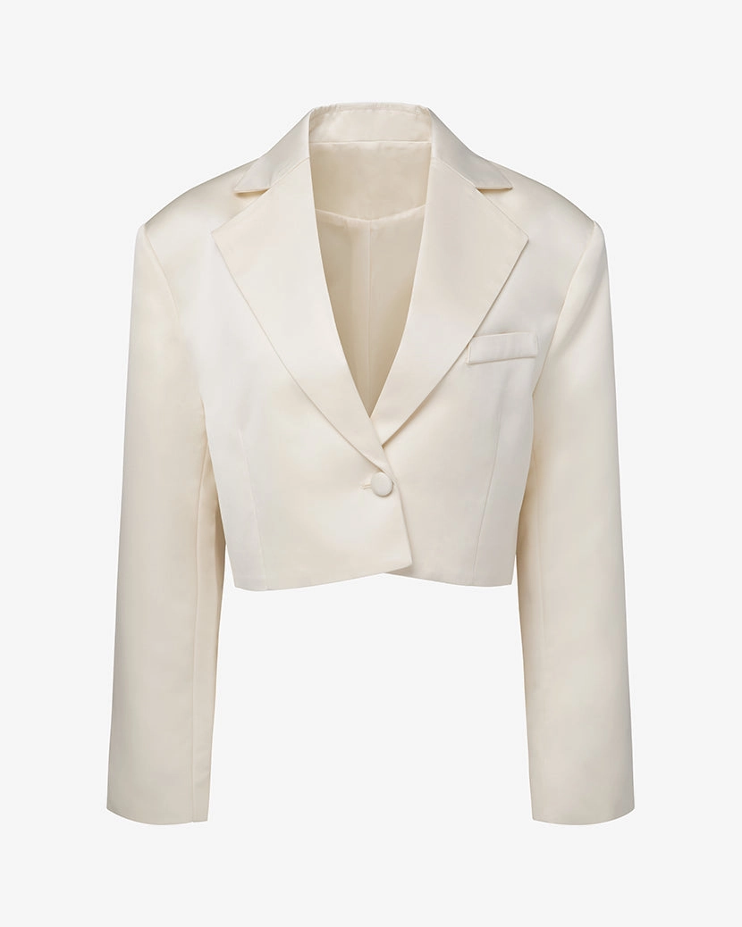 Cropped Satin Blazer