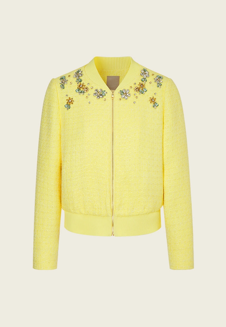 Crystal-embellished Ribbed Tweed Jacket