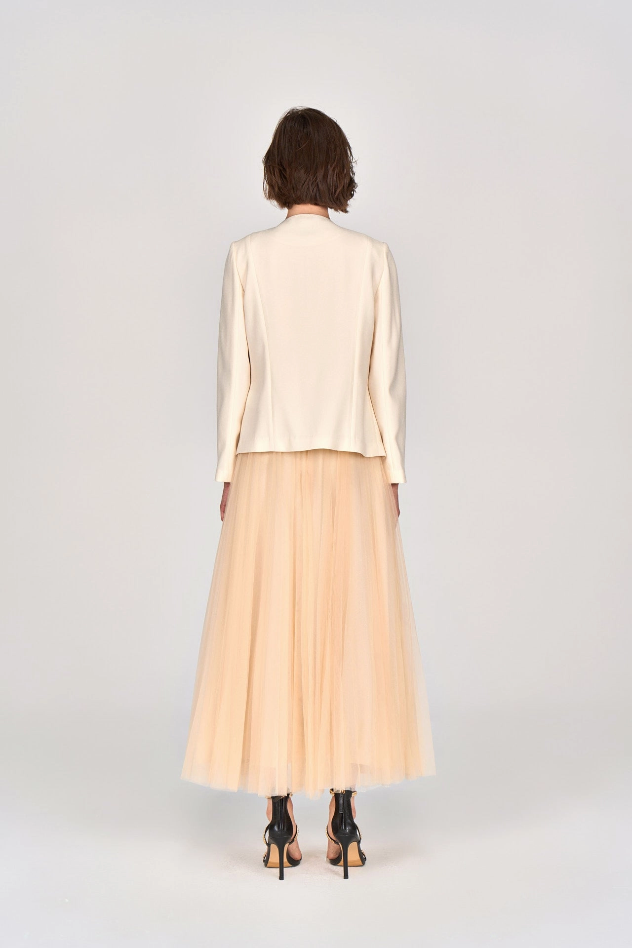 Custard Beaded Crepe Jacket