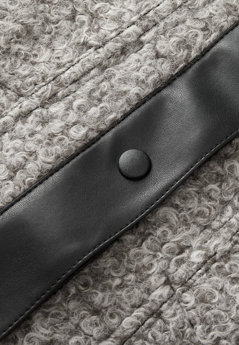 Cut-out Patchwork Leather and Faux-shearling Jacket