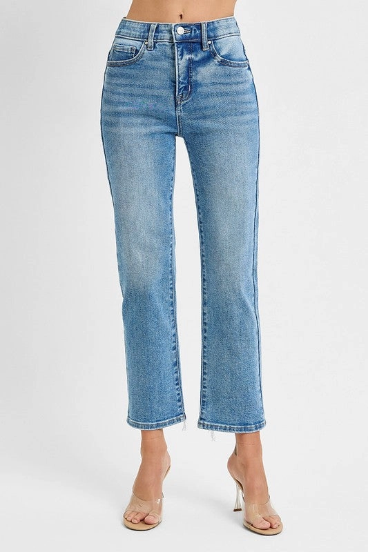 Darina High Rise Cropped Straight Leg Jeans