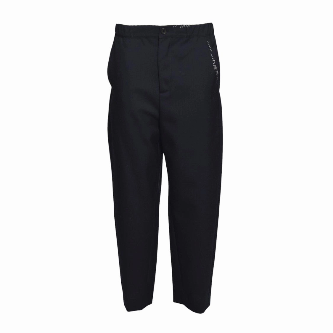 Dark Blue Wool Straight Pants