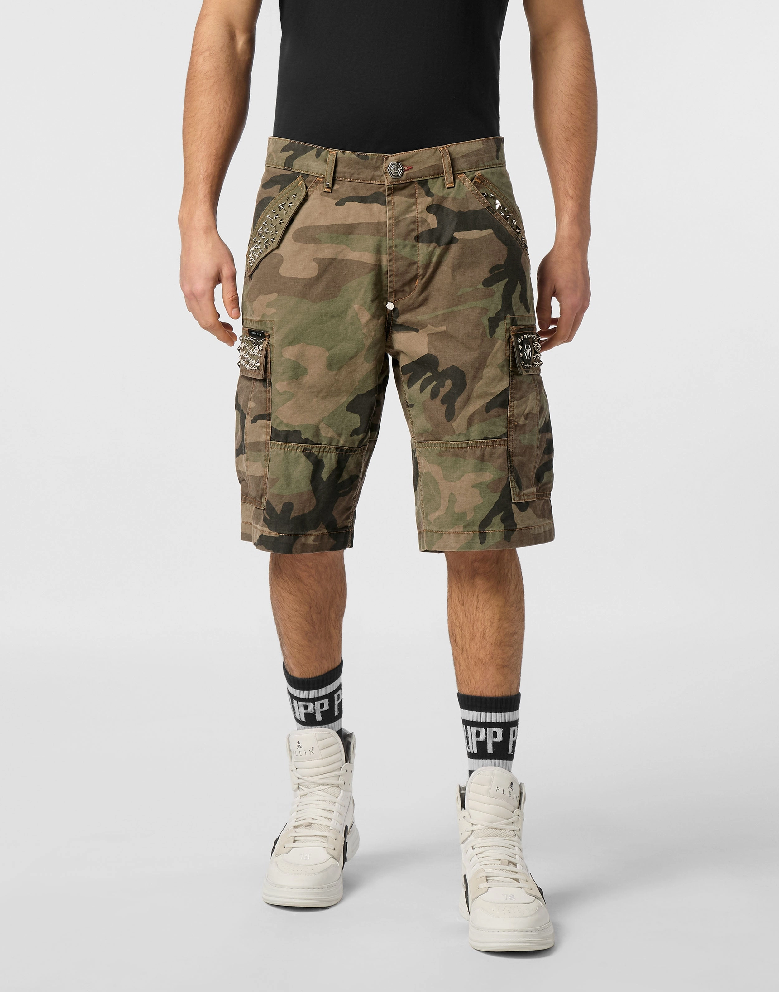 Denim Cargo Shorts Studs