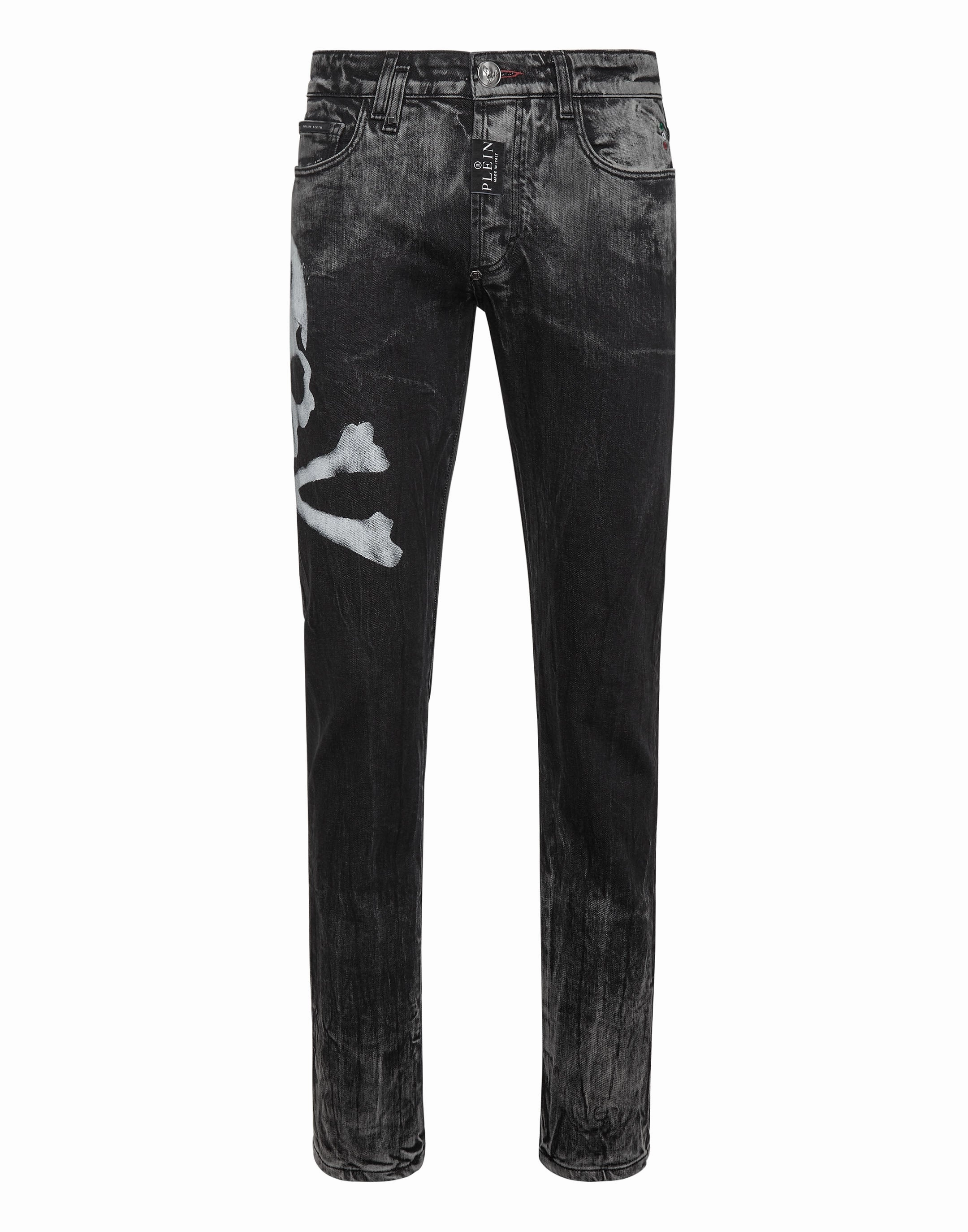 Denim Trousers Super Straight Cut Skull