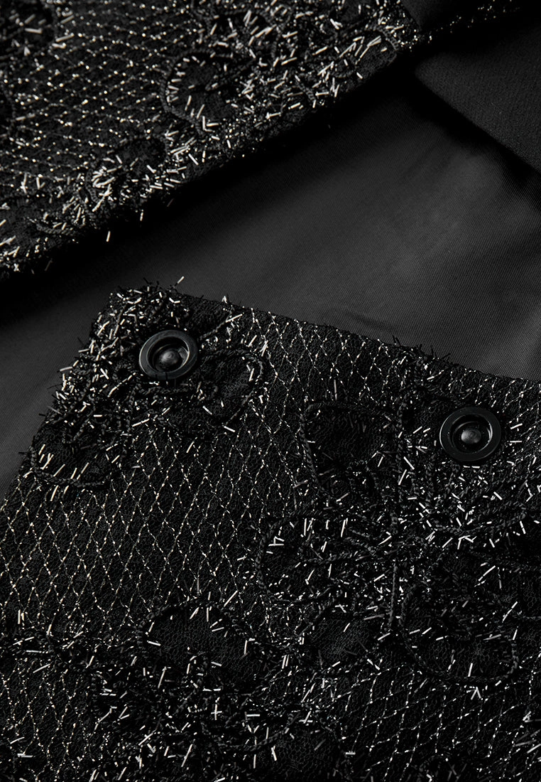 Detachable Layered Frayed Lurex Lace-detail Jacket