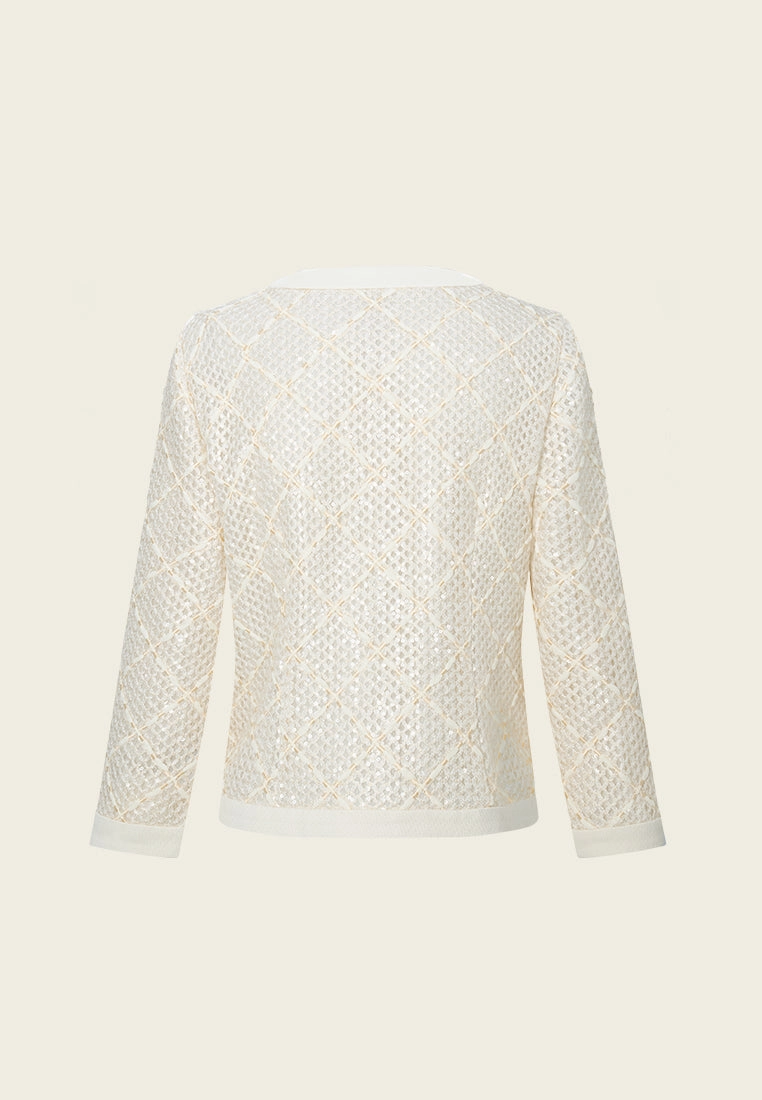 Diamond-pattern Pocketed Jacket