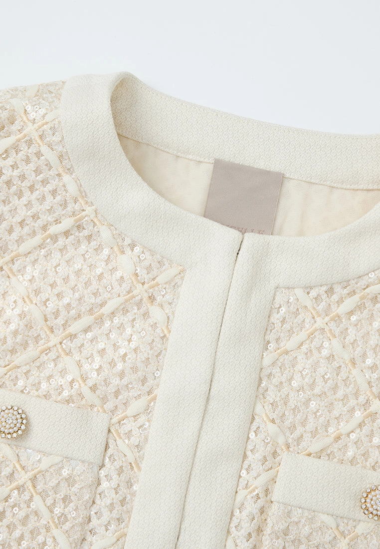 Diamond-pattern Pocketed Jacket