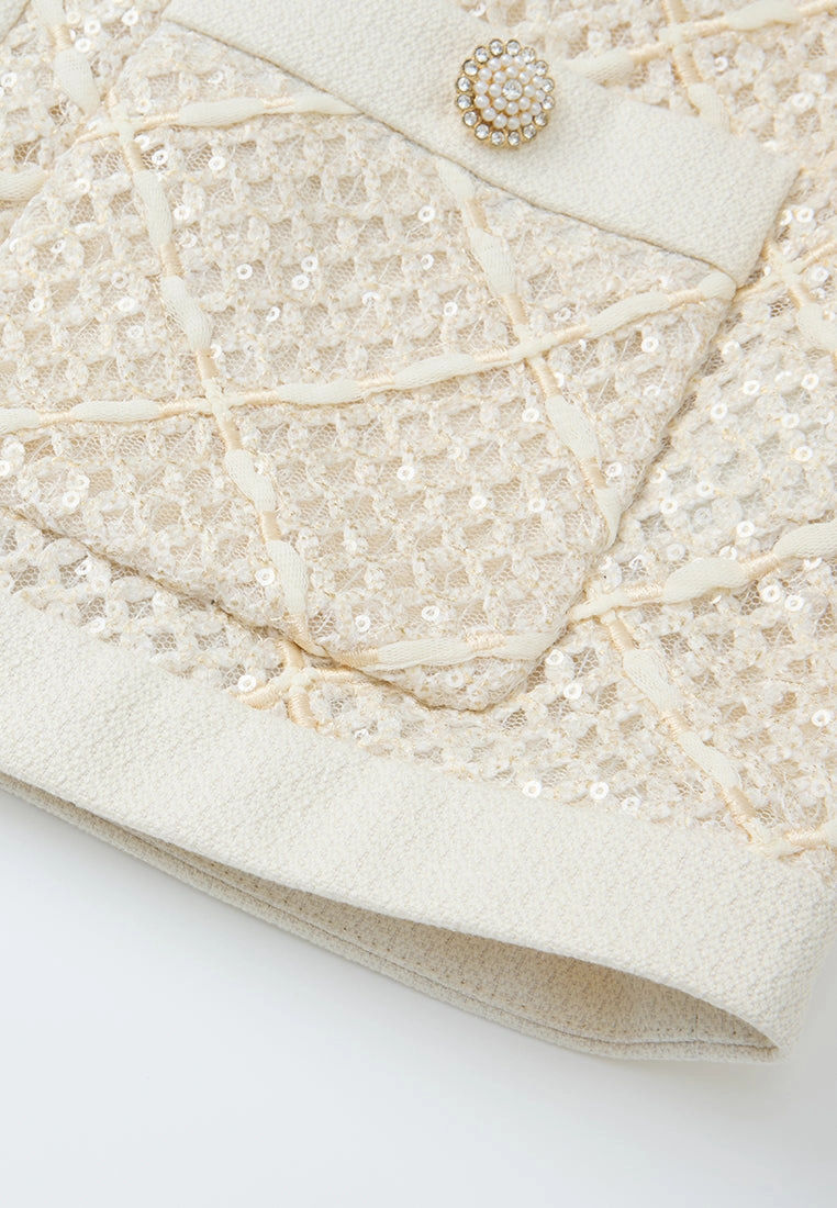Diamond-pattern Pocketed Jacket